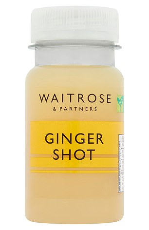 The Waitrose Ginger Shot costs £1.60 for 100ml and contains apple, ginger and lemon juice with apple and ginger puree