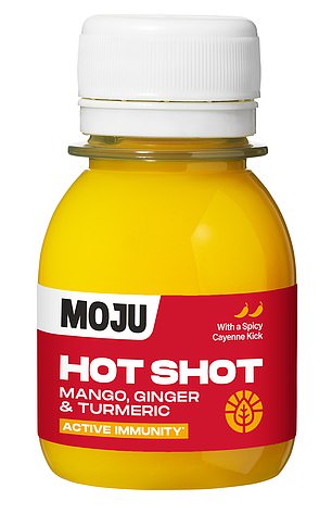 The Moju Hot Shot is 60ml and retails for £2. Supermarkets claim it contains vitamins C & D and zinc, which can contribute to the normal functioning of the immune system