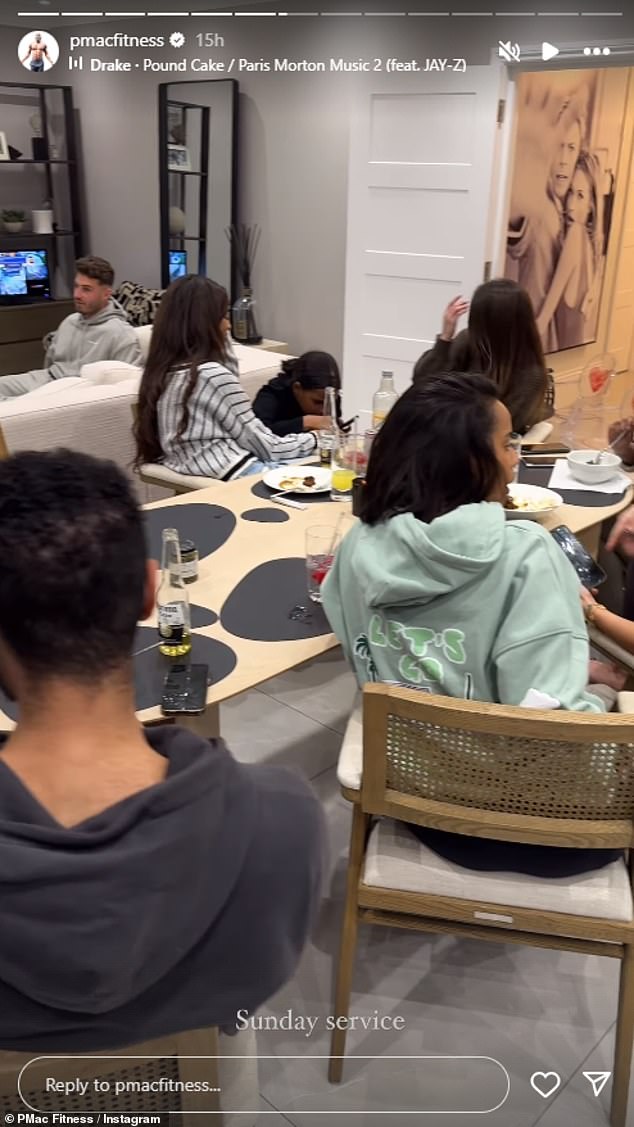 The mum-of-three shared that Sophie's 'new boyfriend' Josh came over for Sunday dinner to meet the rest of their family (Josh was sitting on the sofa in the photo)