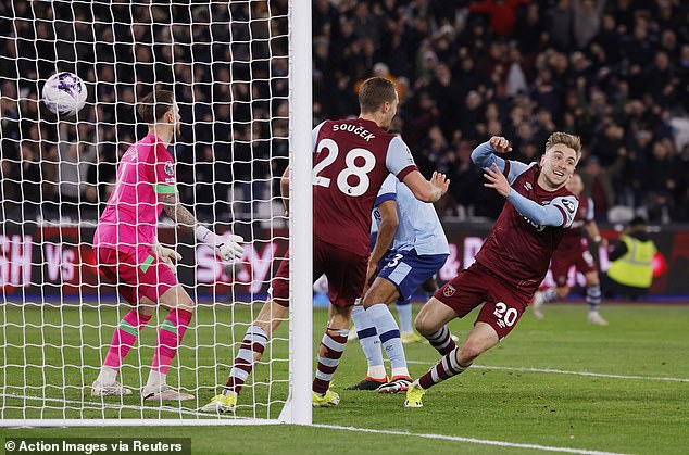 The striker drove away in celebration after completing the first hat-trick of his career