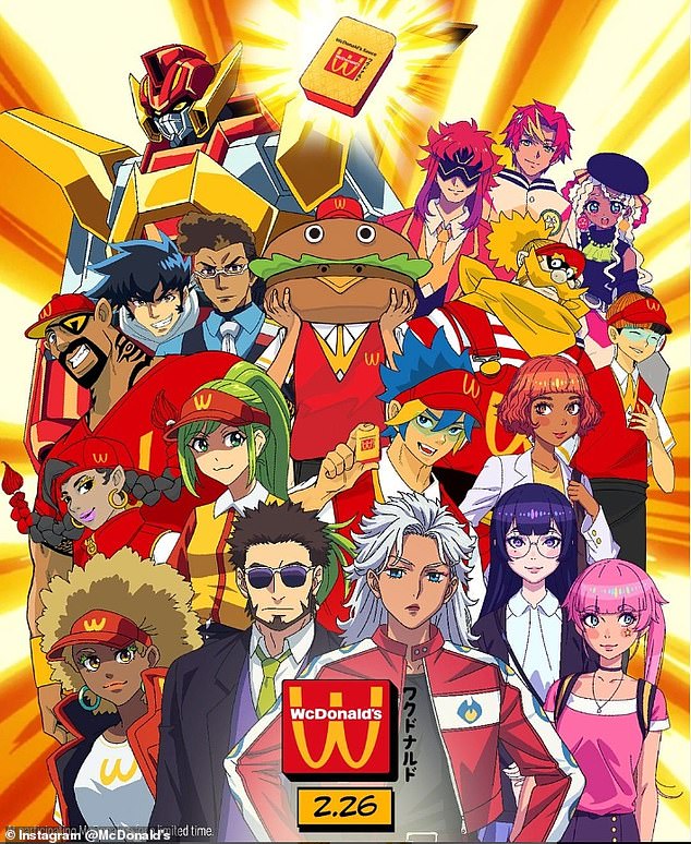 The brand pays tribute to anime illustrators who created the fictional version of the golden arches called WcDonald's in many films and shows within the genre