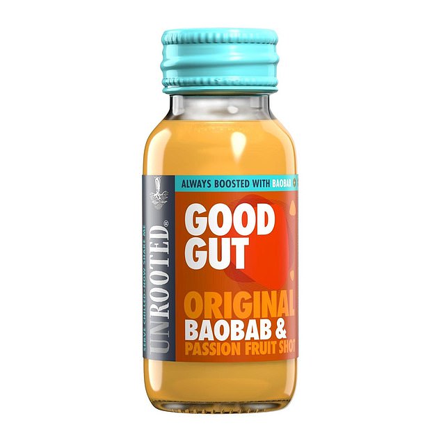 Unrooted Good Gut Baobab & Passion Fruit contains baobab, a fiber-rich fruit that is a 'powerful prebiotic'