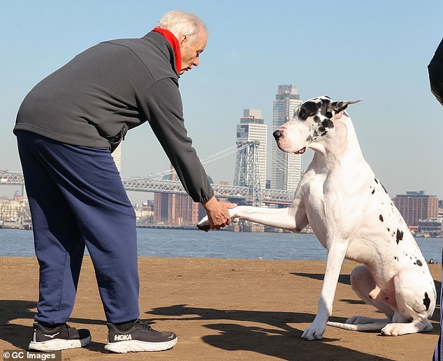 Bill leaned over as he communicated with Bing, who gave the actor a friendly handshake