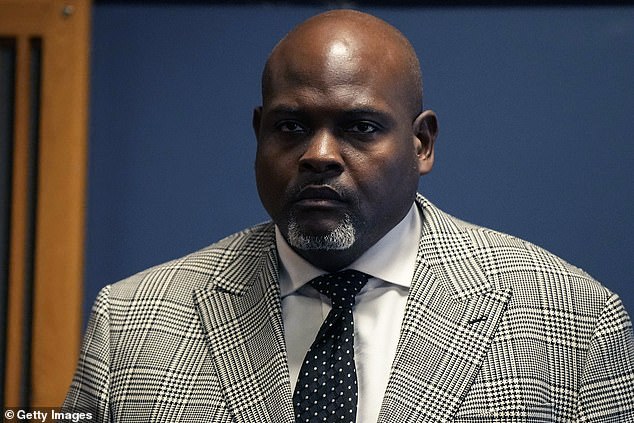 Terrence Bradley, Nathan Wade's former business partner and former divorce attorney, is seen meeting with Judge Scott McAfee at the Fulton County Courthouse on Monday