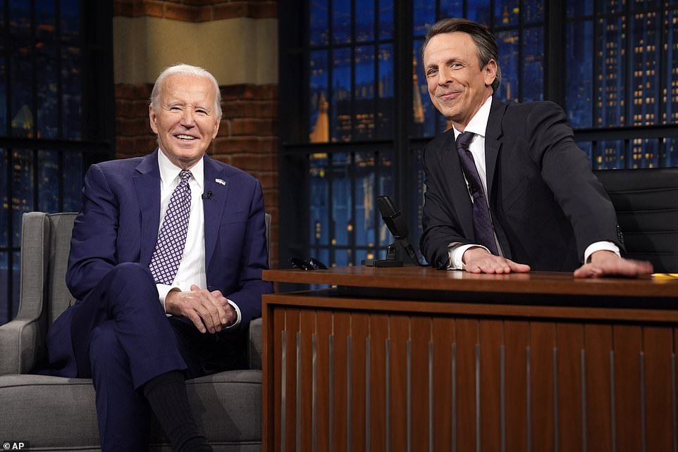 Pro-Palestinian protesters stormed the lobby of New York's Rockefeller Center to send a message to President Joe Biden, who was participating in a Late Night With Seth Meyers tape upstairs.