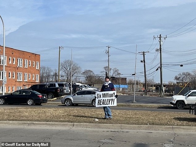 A protester outside held a poster denying the Holocaust, but the crowd cheered as speaker Nina Turner spoke out against the Hamas attack in Israel that killed 1,200 people.