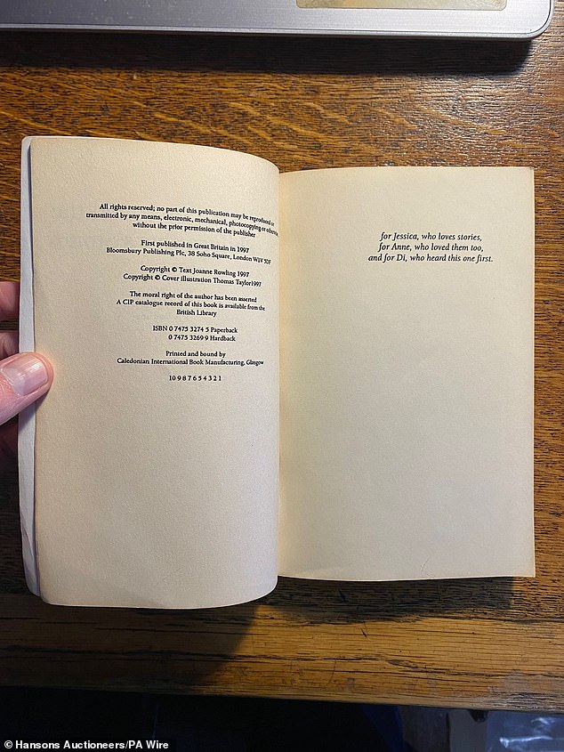 The unnamed seller picked up the book about the famous boy wizard as a 'throw-in' with other titles and didn't read it or pay much attention to it for years – until she read online about the high prices. There are some Potter- copies were made, Hanson said