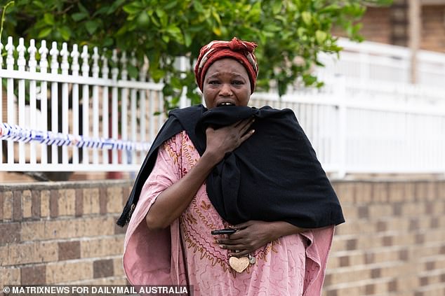 Devastated family members were pictured at the scene of the fatal shooting in Fairfield