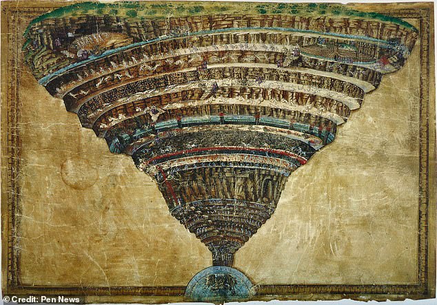 His description of hell is now the standard – an inferno of nine circles where the worst offenders are confined to the deepest recesses, and sinners receive ironic punishment for their misdeeds