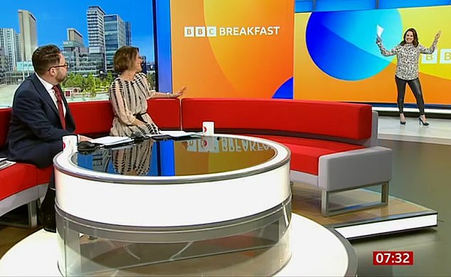 After being excitedly introduced by newsreader Jon, Nina talked about how much she had missed 'the gang' on BBC Breakfast