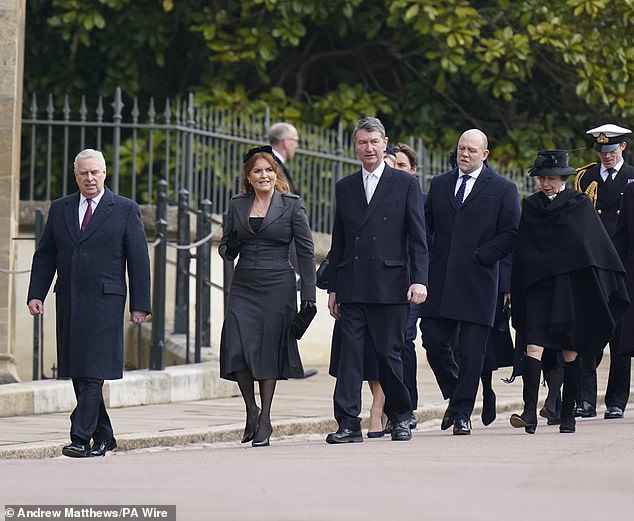 Members of the Royal Family also present at the ceremony commemorating the life of the late exiled King of Greece were the Duke and Duchess of York.