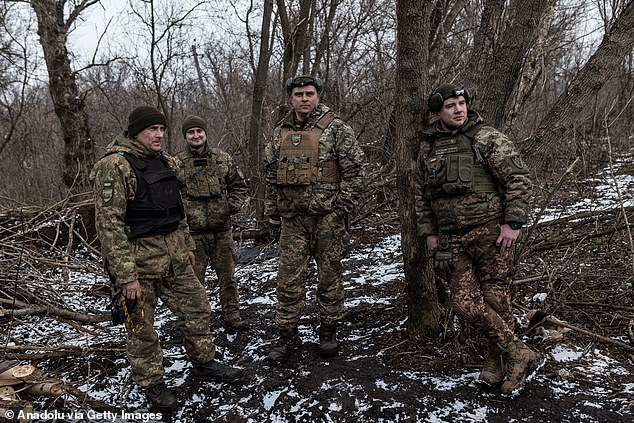 Ukrainian soldiers in their fighting position towards Bakhmut, Donetsk Oblast, Ukraine