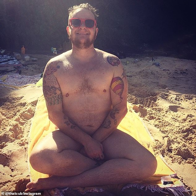 Others show him naked on the beach, covering his genitals with his hands