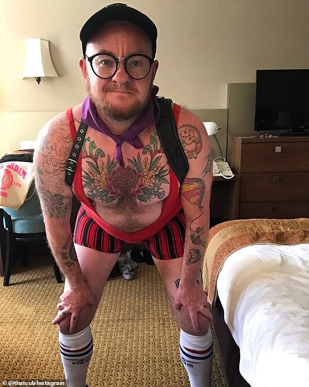Cook likes to show off his tattoos and his original choice of party clothes