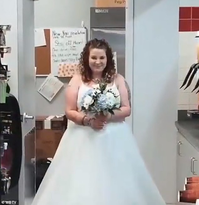 Tiana, who works at supermarket chain HOP Shops, decided the men's room at her workplace in Verona ticked all her boxes for a wedding - and was her perfect location