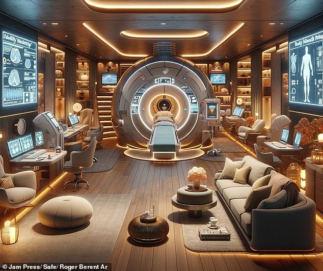 And while many people stock up on food and create escape routes, the ultra-rich are exploring the possibilities of lavish bunkers, with high-tech medical rooms (pictured)