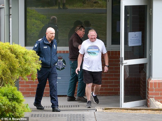 Mick Murphy is seen leaving Buninyong Police Station on February 9