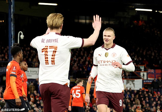 De Bruyne assisted four of Haaland's five goals in their 6-2 FA Cup win against Luton Town