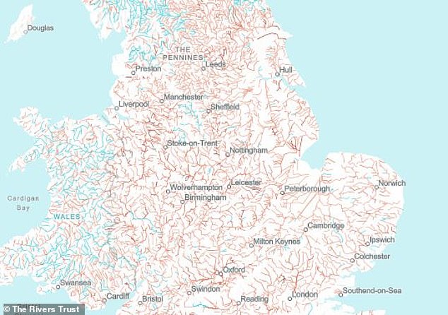 In the north of England there were some rivers in good health around the peak district, but around the major cities the rivers are mainly rated as fair or worse