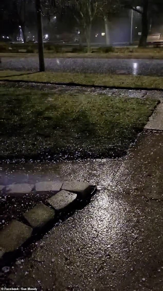 Hagel was also shown storming the street of a residential neighborhood in Chicago on Tuesday evening