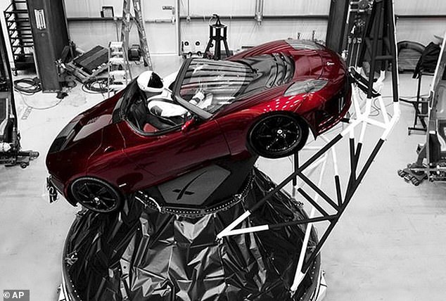 The 'Starman' model was at the wheel of the Tesla Roadster before it took off from the Kennedy Space Center in Cape Canaveral on February 6, 2018