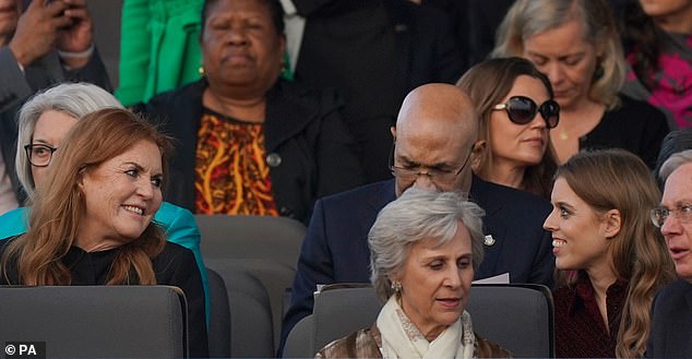 Sarah Ferguson (left) and Princess Beatrice (right) in the Royal Box watch the coronation concert held in the grounds of Windsor Castle, Berkshire, to celebrate the coronation of King Charles III and Queen Camilla in May 2023