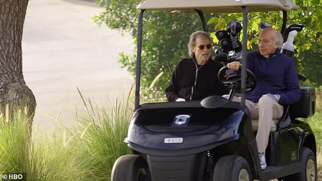 In what would be Lewis's final scene in the series, he and David showed off their considerable comedic chemistry as they played golf and shot the wind.