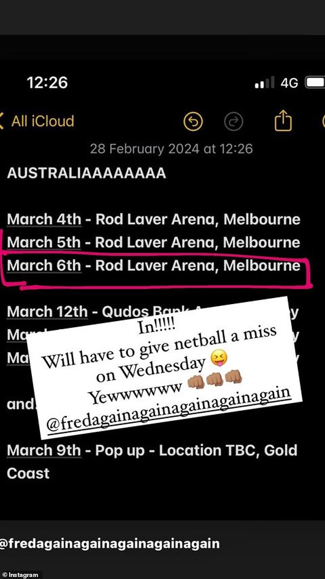 Judd shared a photo of her confirmed booking and captioned it with some exciting words