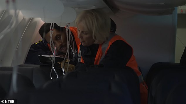 The National Transportation Safety Board (NTSB) conducted an inspection of the plane after a door panel slid up before it flew away