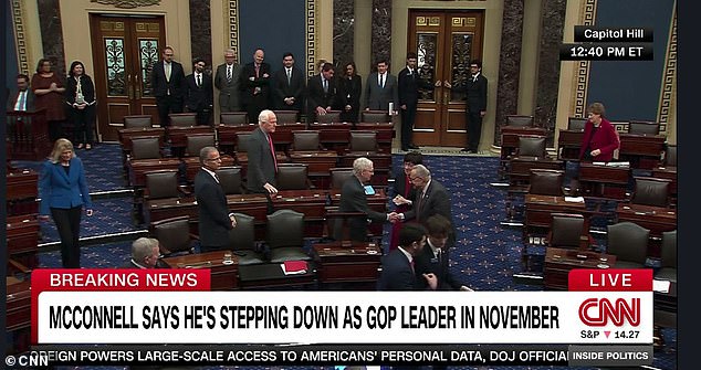 An emotional McConnell took to the Senate on Wednesday to announce his surprising news, with only about half the seats filled