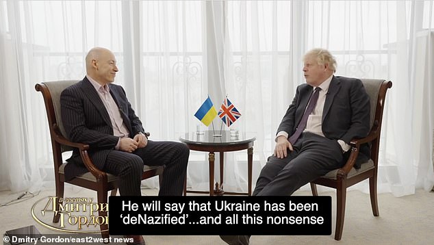 Speaking about Putin in his interview with Kiev TV journalist Dmitry Gordon, Johnson said: 'He will say that Ukraine 