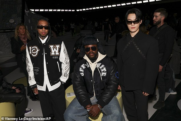 Tyga, left to right, Winston Duke and Dino attend the Off-White Fall/Winter 2024-2025 ready-to-wear collection