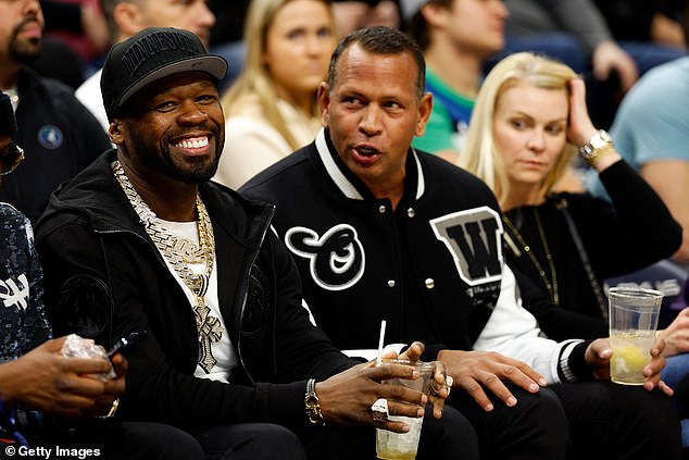 Rodriguez and 50 Cent sat together during the Timberwolves-Rockets game on Sunday night