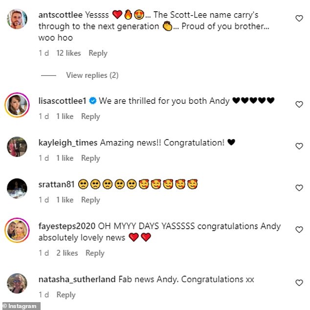 The star was flooded with congratulations as he shared the happy news