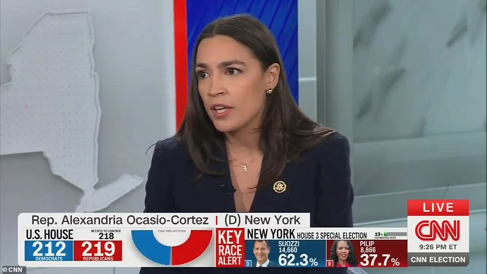 Rep. Alexandria Ocasio-Cortez (pictured) (DN.Y.) defended President Joe Biden, 81, amid a slew of criticism questioning his mental acuity and suitability for a second term.  Biden's own Justice Department released a report last week following a special counsel investigation into the president's case involving classified documents.  It acknowledged Biden's 