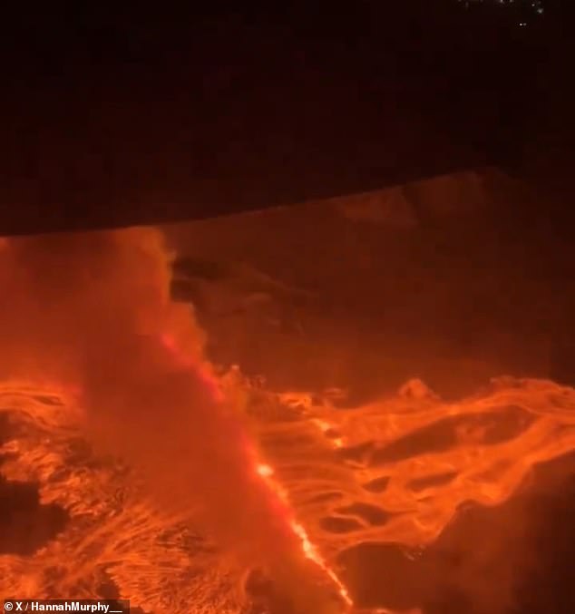 A passenger on a plane flying over the lava captured images of the scale of the disaster