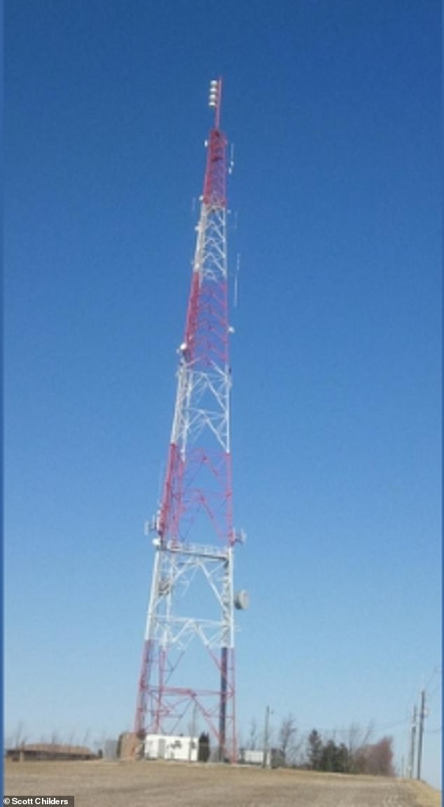 Landscaping crews arrived at the WJLX pole, seen here last Friday, to find that thieves had dismantled the structure and made off