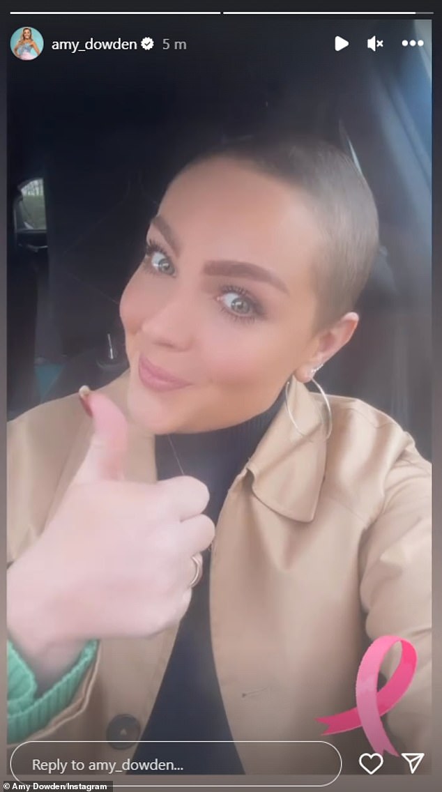 Amy Dowden showed off her hair growth on Instagram on Sunday when she revealed it is starting to grow again after chemotherapy