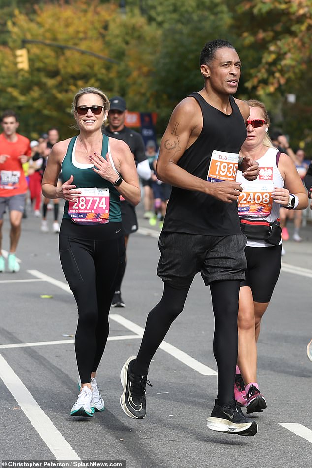 It's not yet known if the tattoo has any special meaning - Holmes was inked with the route and race length of the New York City Marathon after the duo ran it together in November