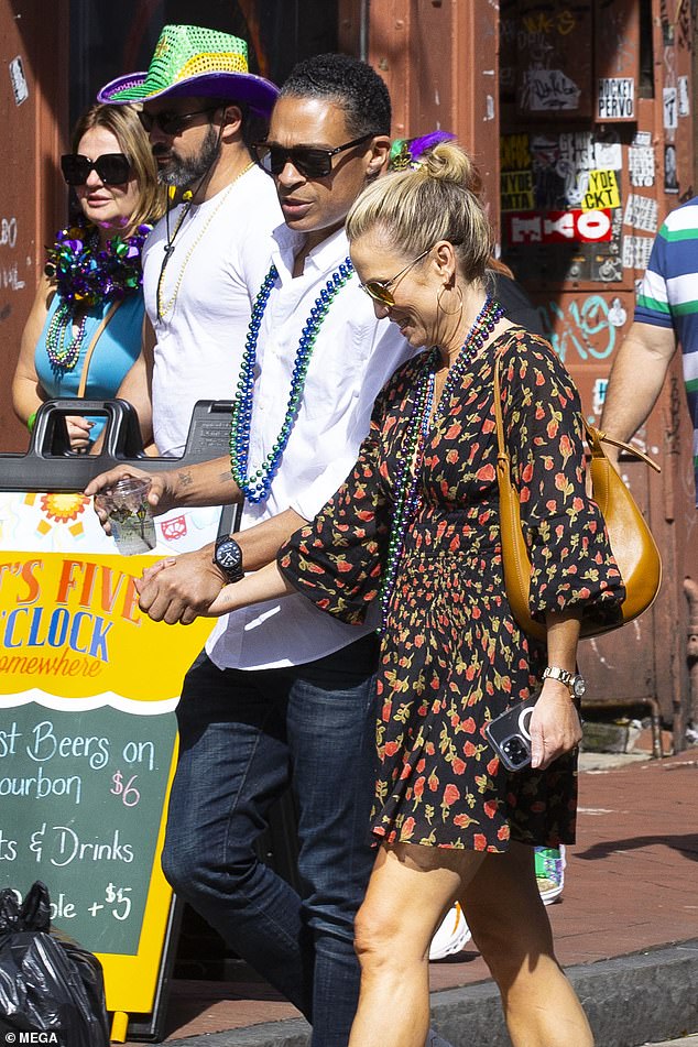 Amy Robach, 51, and TJ Holmes, 46, were spotted walking around New Orleans holding hands this weekend as Robach showed off her new wrist tattoo