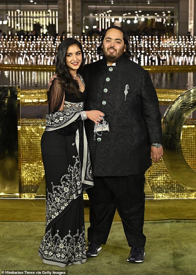 Bride-to-be and groom Anant Ambani (right) with Radhika Merchant at the inauguration of the Nita Mukesh Ambani Cultural Center in March 2023
