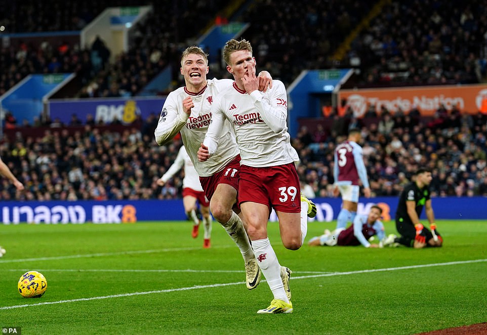 Aston Villa 1 2 Manchester United Scott McTominay heads home after