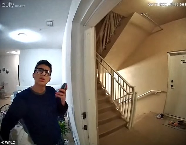 New Ring doorbell footage revealed the terrifying moments after Derek Rosa (pictured) allegedly stabbed his mother to death in her sleep