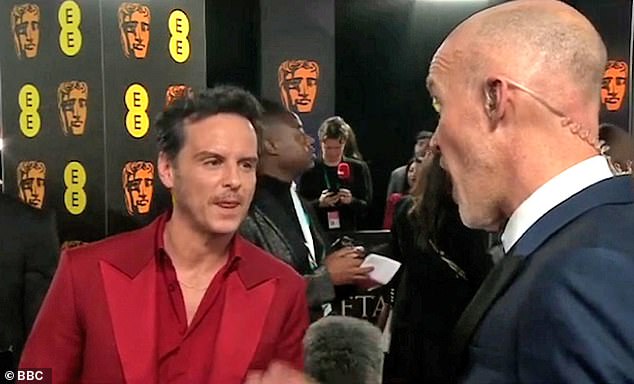 The BBC has apologized for a 'misjudged' red carpet interview with Andrew Scott in which he was questioned about fellow actor Barry Keoghan's genitals.