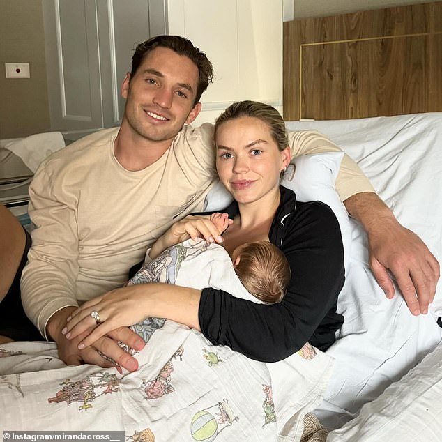 South Sydney Rabbitohs captain Cameron Murray and partner Miranda Cross with their daughter Avalon who was born earlier this month