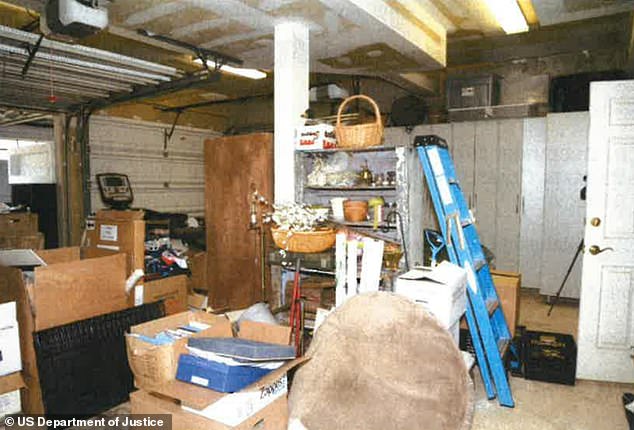 Department of Justice photos show boxes and boxes of files stored in unsafe locations, such as the garage of his home.