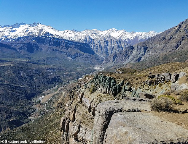 The 23-year-old took part in the thrilling event above the Cajón del Maipo gorge near Santiago