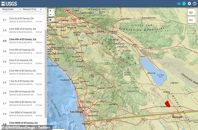 The first earthquake occurred just after midnight and struck northwest of El Centro, a city in the southern border area