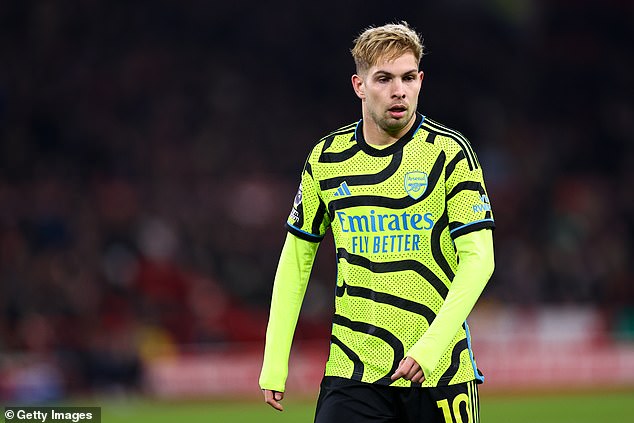 Arsenal midfielder Emile Smith Rowe suffered an ankle injury during training this week