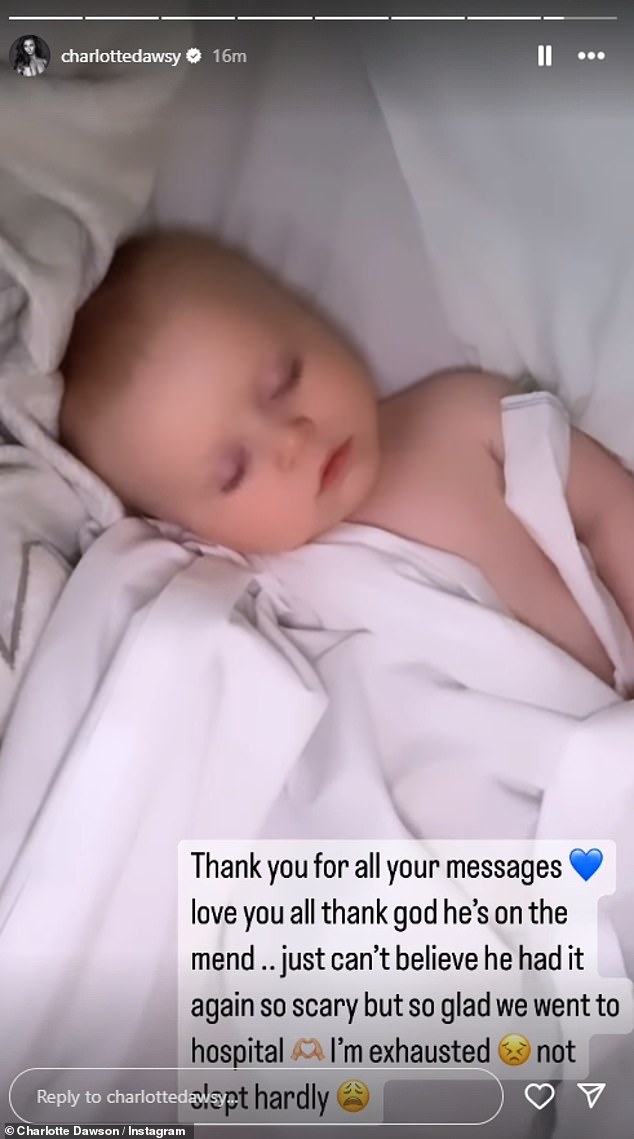 Charlotte later took to Instagram to share a video of Jude, writing: 'Thanks for all your messages, love you all, thank God he is on the mend'